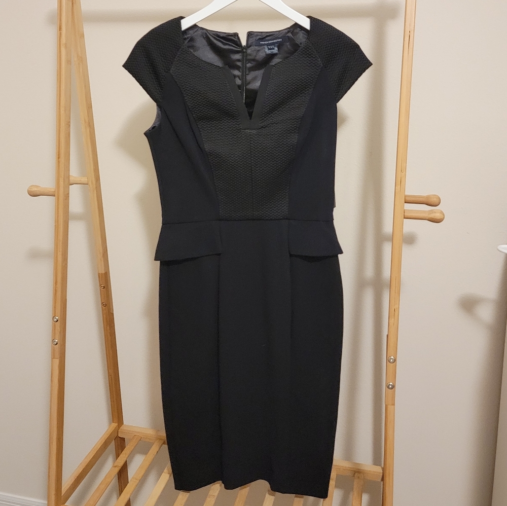 French Connection Short Sleeve V-Neck Peplum Dress